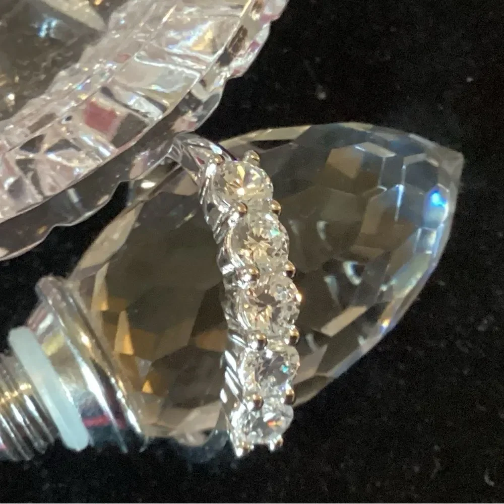 NWOT. Sterling Silver 5 Stone Diamond Simulant Ring Bella Luce Brand CZ Size 11